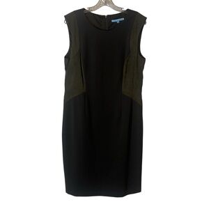 ANTONIO MELANI Chantal Green Olive Scoop Neckline Sheath Dress SZ 12 NWT